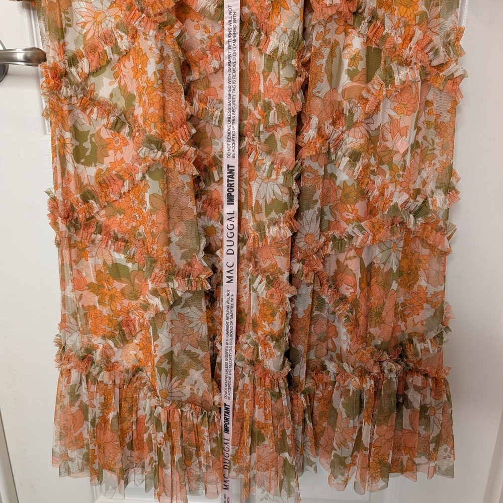 Mac Duggal Orange Floral Long Sleeve Dress - Picture 10 of 10